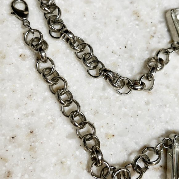 Bold crystal silver tone necklace, Deco style, excellent condition - Picture 4 of 5